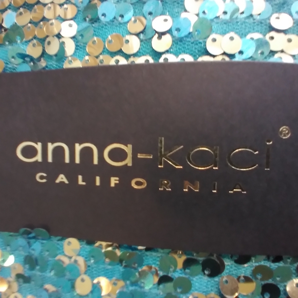 NWT Anna Kaci Blue Sequinned Sparkle & Shine Womens Top Size 3X Mobwife Glam - Picture 10 of 11
